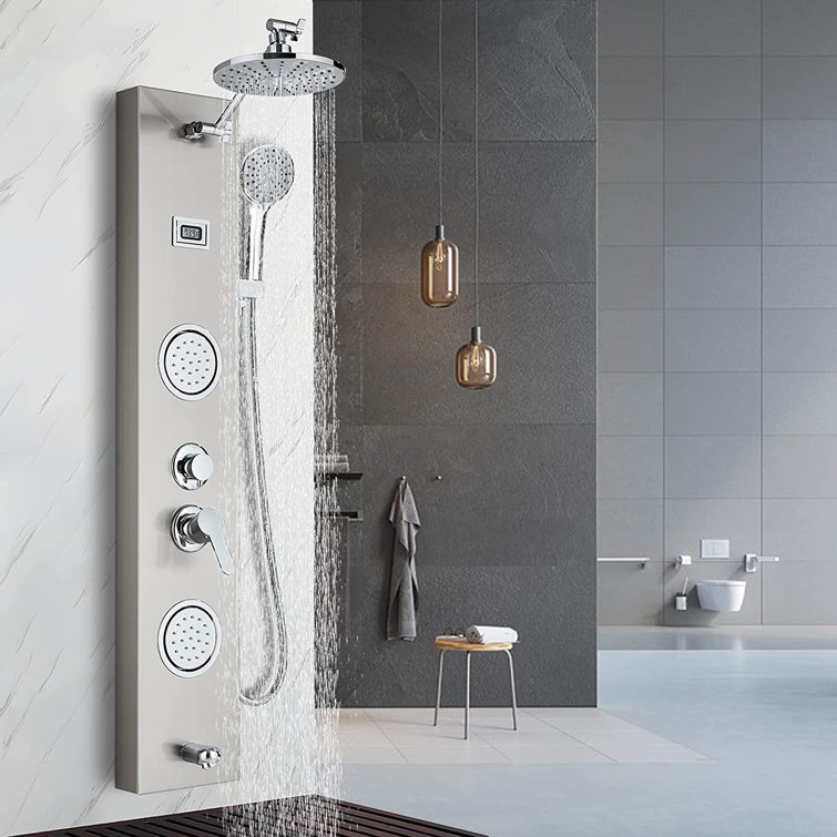 Senlesen Brushed Nickel Shower Panel Stainless Steel Shower System
